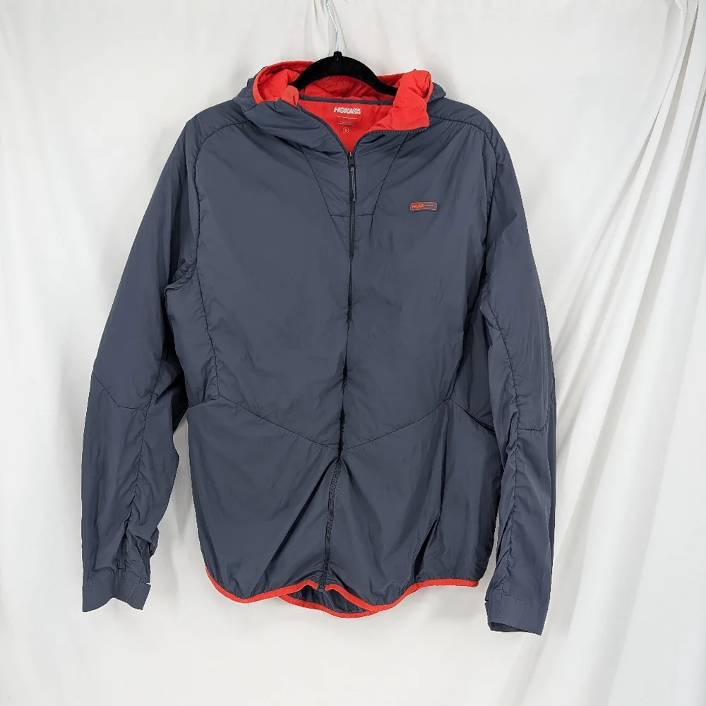 Hoka Hybrid Run Jacket Grey Orange Activewear Mens Large - Picture 2 of 15